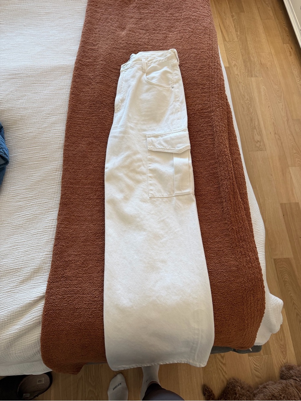 Agolde White Cargo Pants with Side Pocket